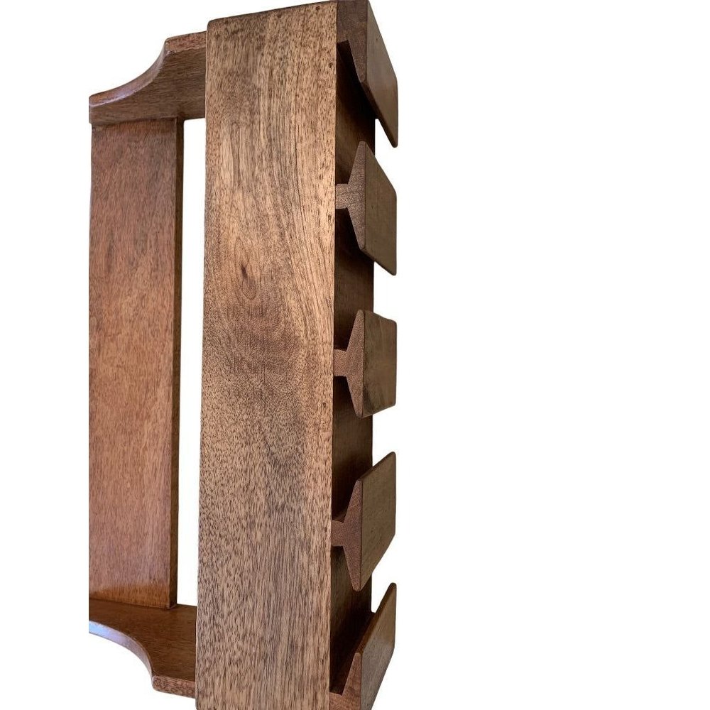 Wooden Wall Mounted Wine Bottle and Glass Hanger 18"l x 11.5"h Shelf - Picture 3 of 8